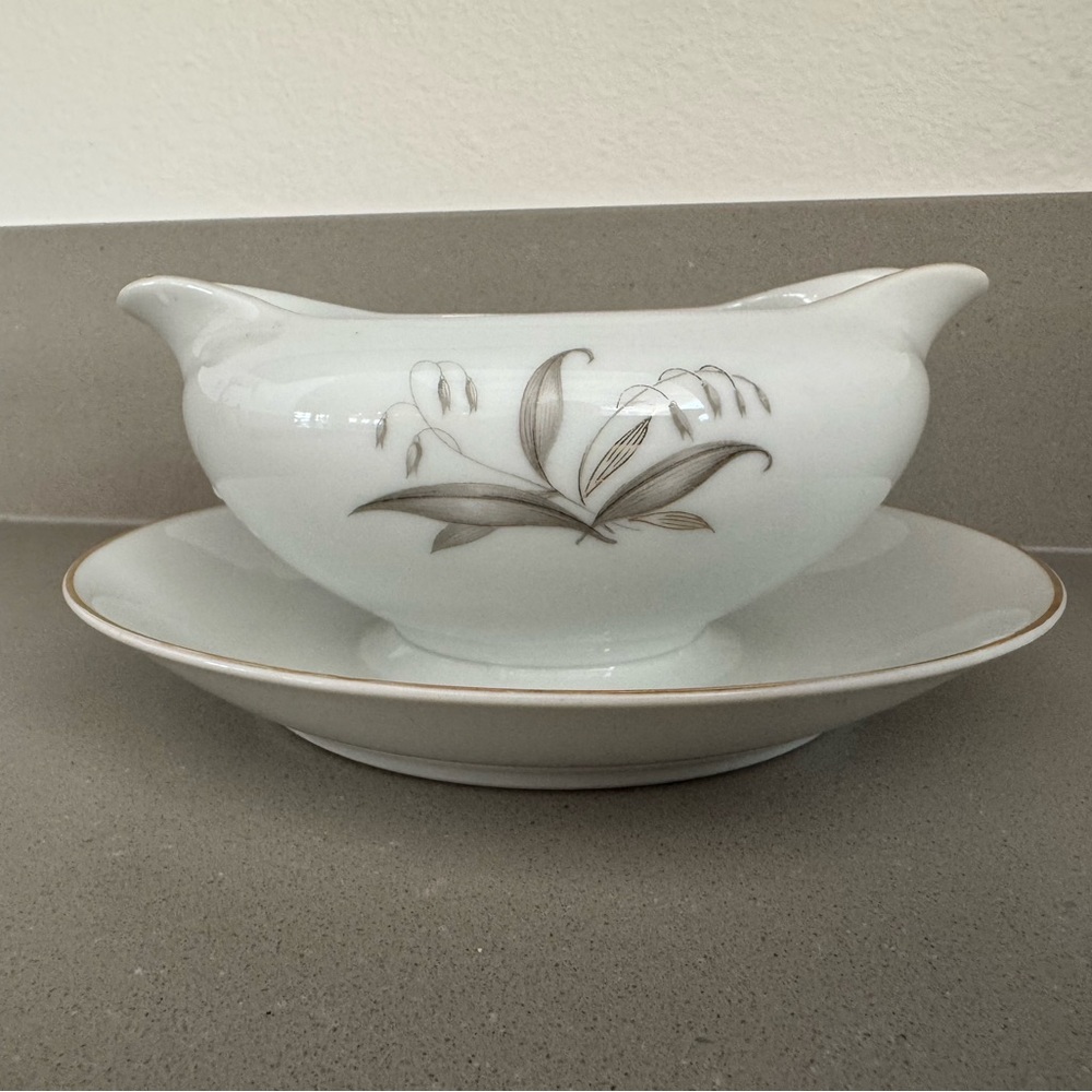 Vintage Kaysons Fine China Gravy Boat with Attached Plate- Discontinued
